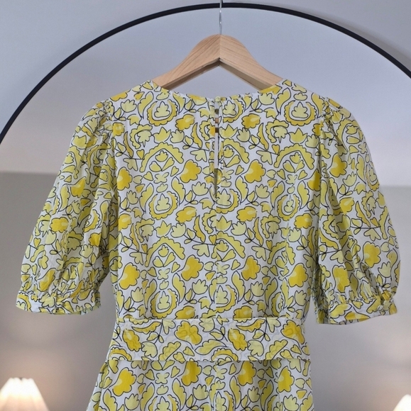 Olivia James The Label Scoop Neck Puff Sleeve Belted Midi Dress, Size Medium - Picture 7 of 10